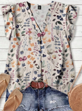 Vintage Flower Pattern Floral Blouse Women Casual Tops Women Summer Summer Floral Tops Chic